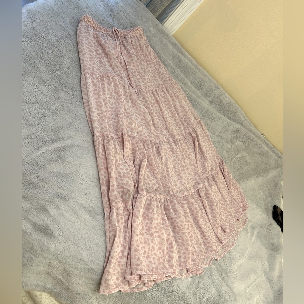 AERIE Maxi Skirt Pink Leopard Print